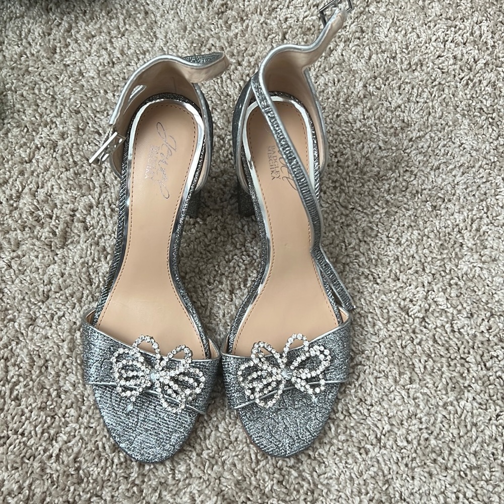 silver sparkly heels size 9